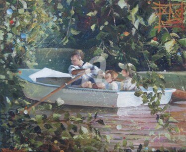 Peinture intitulée "La barque" par Nathalie Pouillault Boyaval, Œuvre d'art originale, Autre