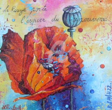 Peinture intitulée "Tace de pavot XV" par Nathalie Pouillault Boyaval, Œuvre d'art originale