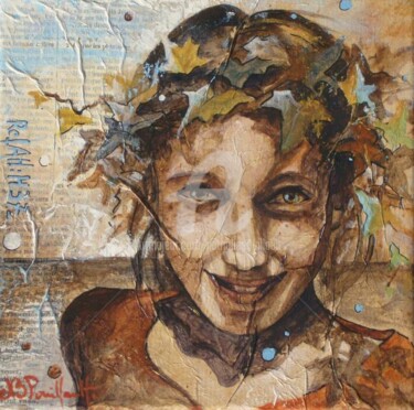 Peinture intitulée "Nymphe du Marais I" par Nathalie Pouillault Boyaval, Œuvre d'art originale, Huile