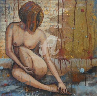 Peinture intitulée "Nymphe du marais VI" par Nathalie Pouillault Boyaval, Œuvre d'art originale, Huile