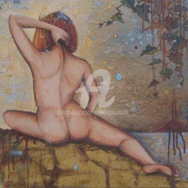 Painting titled "Nymphe du marais VI…" by Nathalie Pouillault Boyaval, Original Artwork, Oil