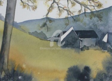 Painting titled "Campagne" by Nathalie Pouillault Boyaval, Original Artwork