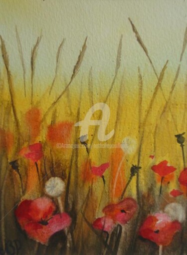 Painting titled "coquelicot II" by Nathalie Pouillault Boyaval, Original Artwork