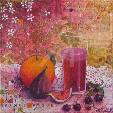 Painting titled "Figues et mures" by Nathalie Pouillault Boyaval, Original Artwork