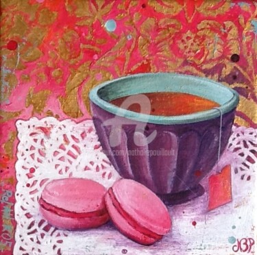 Painting titled "Pause III macarons…" by Nathalie Pouillault Boyaval, Original Artwork, Oil