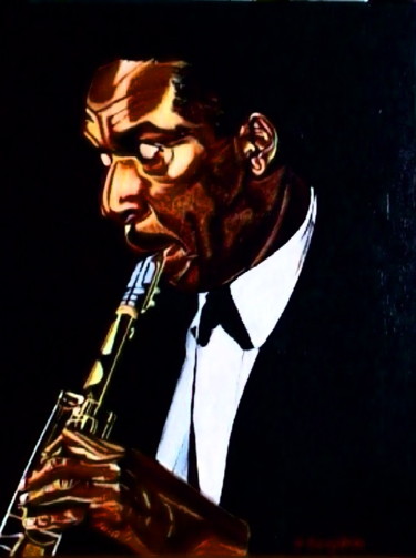 Painting titled "Coltrane" by Nathalie Rouzières, Original Artwork, Oil
