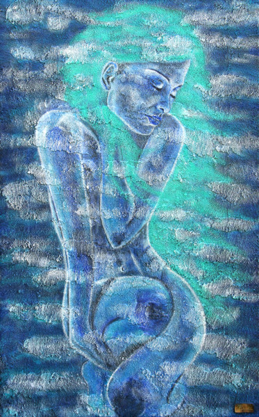 Peinture intitulée "Lady Blue" par Laly, Œuvre d'art originale, Acrylique