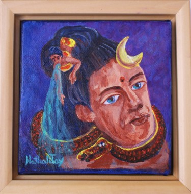 Malerei mit dem Titel "Vishnu et Ganga" von Nathalitay, Original-Kunstwerk, Acryl