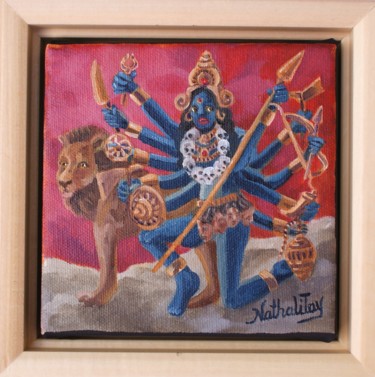 Painting titled "Kali, déesse guerri…" by Nathalitay, Original Artwork, Oil