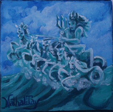 Painting titled "Poséidon" by Nathalitay, Original Artwork, Oil