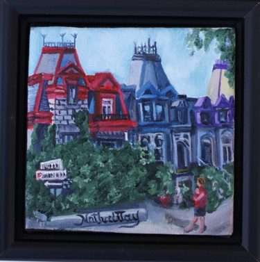 Peinture intitulée "Au Carré St-Louis" par Nathalitay, Œuvre d'art originale, Huile