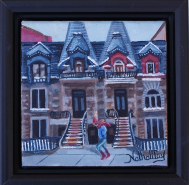 Painting titled "Hiver Montréalais" by Nathalitay, Original Artwork, Oil