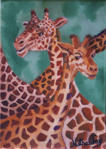 Peinture intitulée "Girafes" par Nathalitay, Œuvre d'art originale, Huile