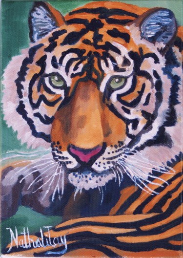 Painting titled "Tigre" by Nathalitay, Original Artwork, Oil