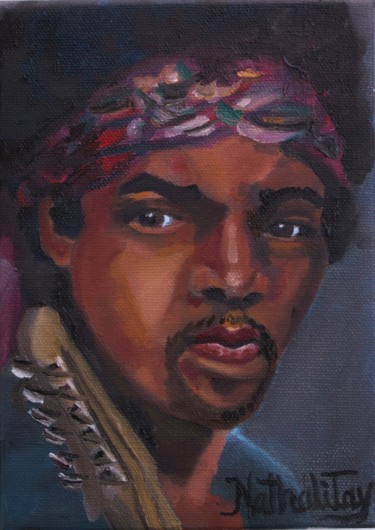Картина под названием "Jimi Hendrix" - Nathalitay, Подлинное произведение искусства, Масло