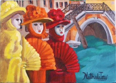 Peinture intitulée "Trio Carnavalesque" par Nathalitay, Œuvre d'art originale, Huile