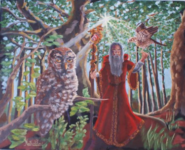 Peinture intitulée "Merlins" par Nathalitay, Œuvre d'art originale, Huile Monté sur Châssis en bois