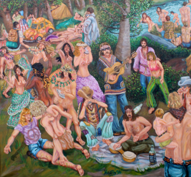 Peinture intitulée "Entracte à Woodstock" par Nathalitay, Œuvre d'art originale, Autre