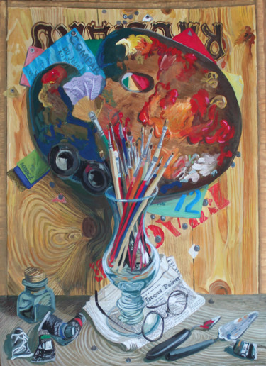 Peinture intitulée "Bouquet du peintre…" par Nathalitay, Œuvre d'art originale, Autre