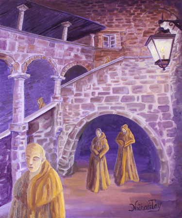 Painting titled "Monastère imaginaire" by Nathalitay, Original Artwork