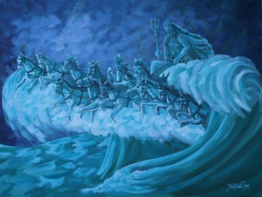 Pintura intitulada "Le Secret des vagues" por Nathalitay, Obras de arte originais, Óleo