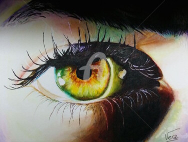 Painting titled "oeil-ombre" by Nathaly Vera, Original Artwork, Watercolor