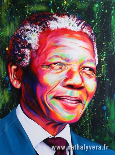 Malerei mit dem Titel "Nelson Mandela" von Nathaly Vera, Original-Kunstwerk, Acryl