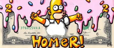 Pittura intitolato "Drip Homer" da Nathan Wegner, Opera d'arte originale, Acrilico