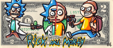 Malerei mit dem Titel "Rick and Morty Split" von Nathan Wegner, Original-Kunstwerk, Acryl