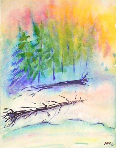 Pintura titulada "Fallen Trees" por Nathaniel Whynott, Obra de arte original, Gouache
