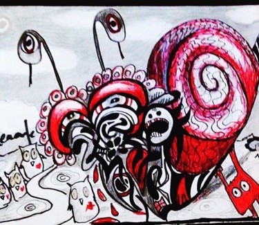 Dessin intitulée "The Snake" par Nath De La Grenade, Œuvre d'art originale, Stylo à bille
