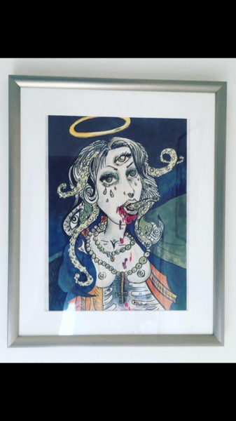 Dessin intitulée "Medusa kraken" par Nath De La Grenade, Œuvre d'art originale, Crayon