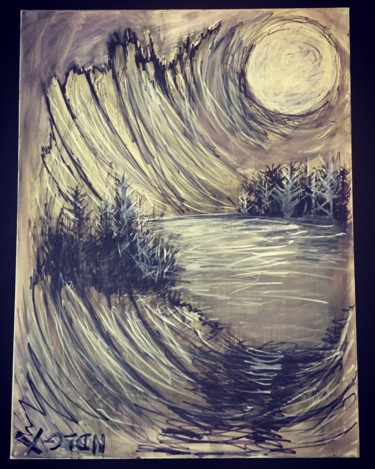 Peinture intitulée "Luna cry" par Nath De La Grenade, Œuvre d'art originale
