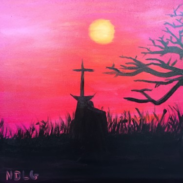 Peinture intitulée "La nuit tombe sur c…" par Nath De La Grenade, Œuvre d'art originale, Huile