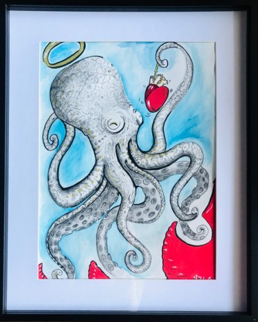 Peinture intitulée "Octopus" par Nath De La Grenade, Œuvre d'art originale, Aquarelle