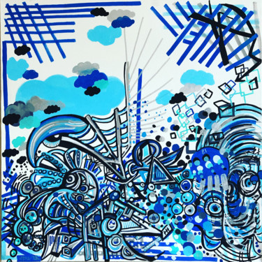 Peinture intitulée "21 Blues" par Nath De La Grenade, Œuvre d'art originale, Acrylique