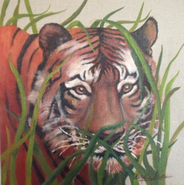 Peinture intitulée "tigre" par Nathalie Eboto Olivier, Œuvre d'art originale