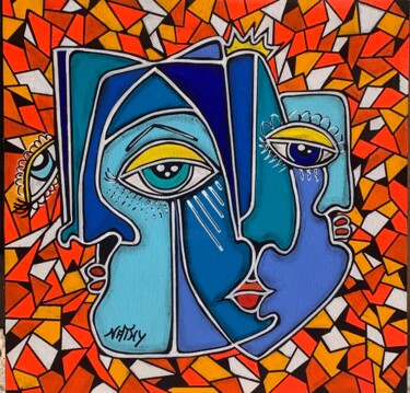 Painting titled "TRINITÉ MOSAICA" by Nathy, Original Artwork, Acrylic