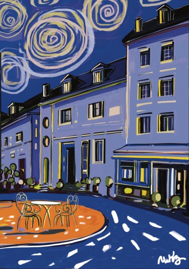 Malerei mit dem Titel "Terrasse du pays d’…" von Nathz, Original-Kunstwerk, Digitale Malerei