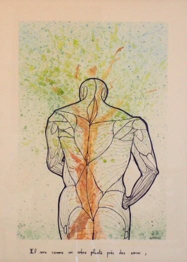 Dessin intitulée "L'homme arbre" par Nathan Zaro, Œuvre d'art originale