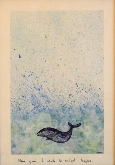 Dessin intitulée "La Baleine" par Nathan Zaro, Œuvre d'art originale