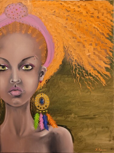 Painting titled "life from Africa" by Natia Kanelis, Original Artwork, Oil