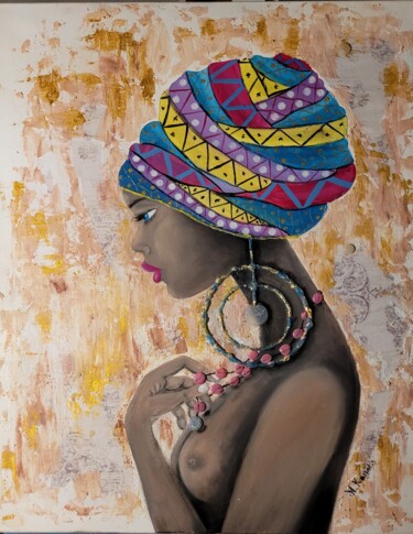 Malerei mit dem Titel "Afrikanische liebe" von Natia Kanelis, Original-Kunstwerk, Öl