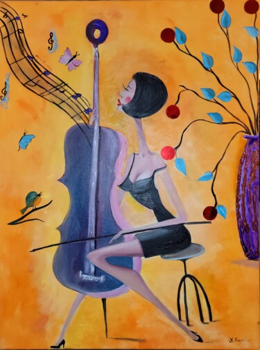 Painting titled "Music von Liebe" by Natia Kanelis, Original Artwork, Oil