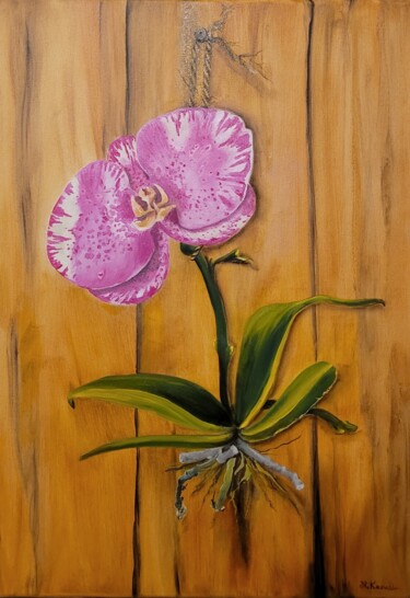 Pintura titulada "Singel Orchidea" por Natia Kanelis, Obra de arte original, Oleo