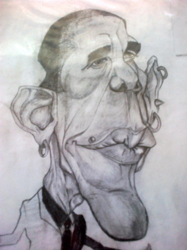 Drawing titled "obama-caricature.jpg" by Natie Tembe, Original Artwork