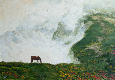 Schilderij getiteld "On the edge" door Natiko, Origineel Kunstwerk, Olie Gemonteerd op Frame voor houten brancard
