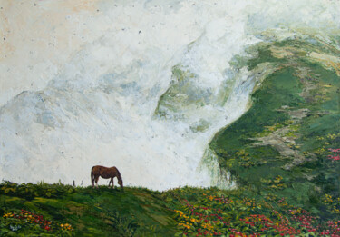 Malerei mit dem Titel "On the edge" von Natiko, Original-Kunstwerk, Öl Auf Keilrahmen aus Holz montiert