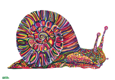 Pintura intitulada "Snail" por Natitota, Obras de arte originais, Aquarela