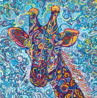Peinture intitulée "Giraffe" par Natitota, Œuvre d'art originale
